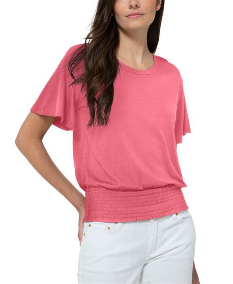 michael kors ladies t-shirt sale|michael kors smocked waist top.